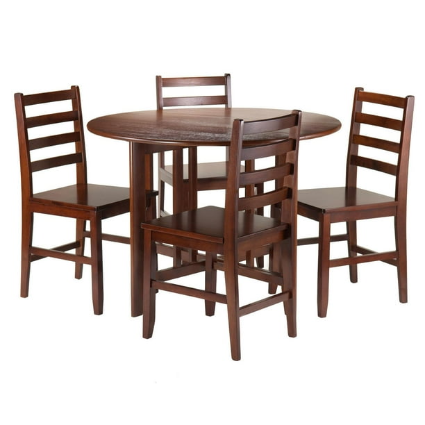 Table ronde à abattants 5 pièces Alamo avec 4 chaises Hamilton à dossier à barrettes de Winsome - 94565