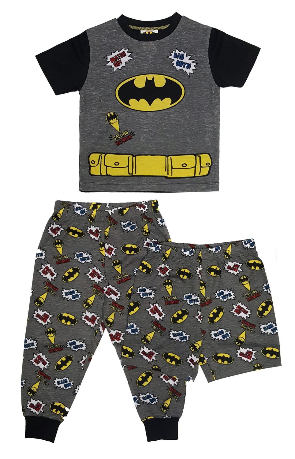Batman Boys' 3-Piece short Sleeve Pajama Set
