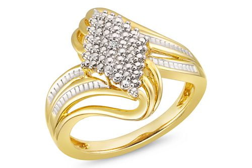 Quintessential S.Silver Gold Plated with Diamond Fashion Ring