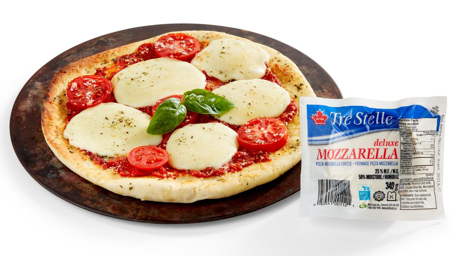 thumbnail image 2 of Tre Stelle Deluxe Pizza Mozzarella Cheese 340 g, 2 of 4