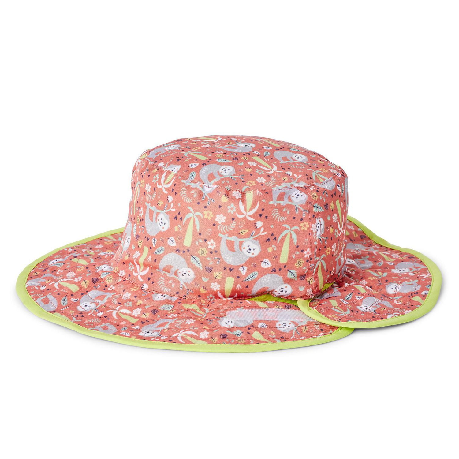 Chapeau de soleil doux réversible avec fermeture velcro George pour petites filles