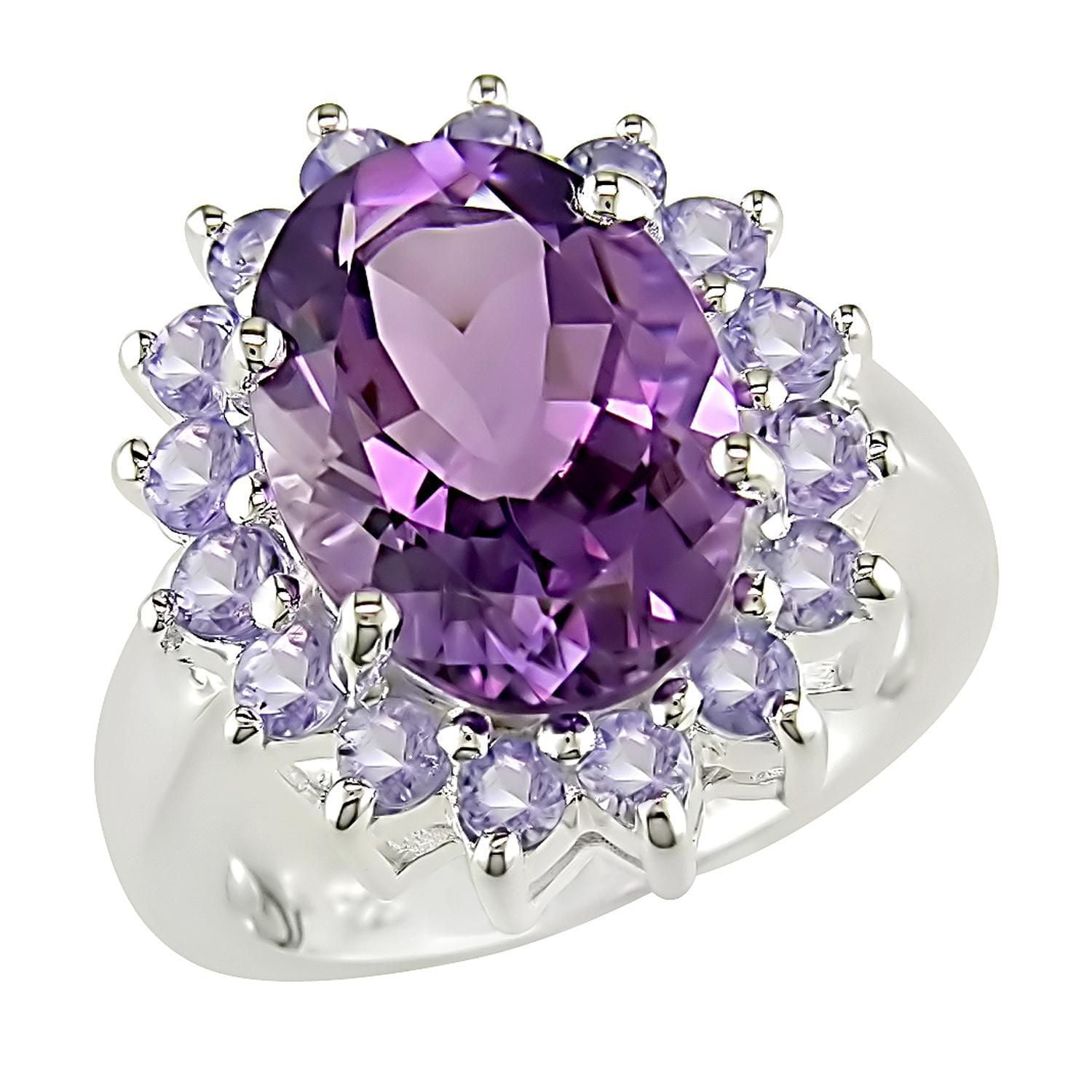 Tangelo Bague avec améthyste et tanzanite 5 7/8 ct en argent