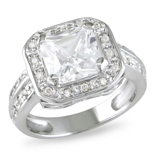 Miabella 5 3/5 ct White Cubic Zirconia Engagement Ring in Silver