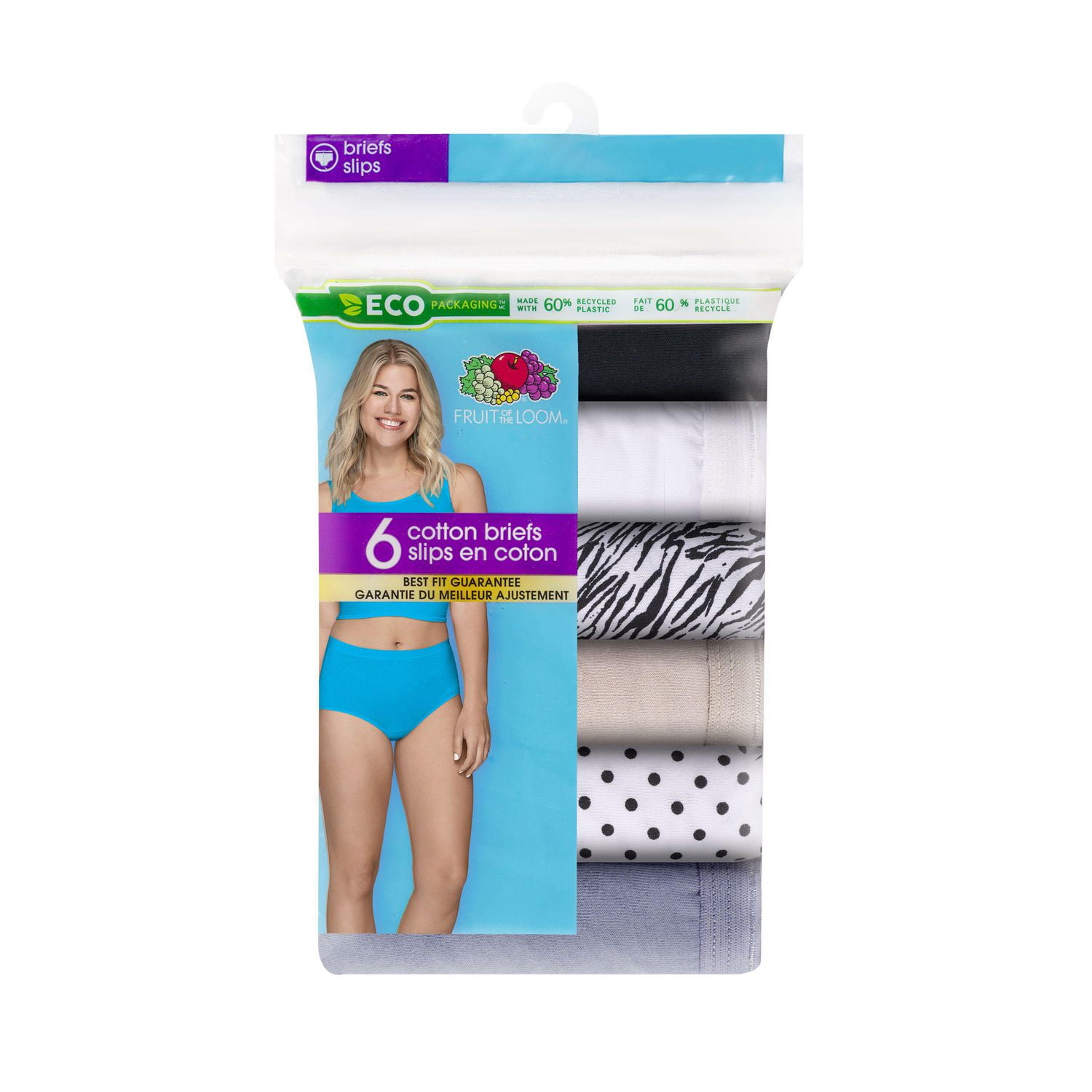 Fruit of the Loom Women's Cotton Briefs, 6-Pack, Sizes 5