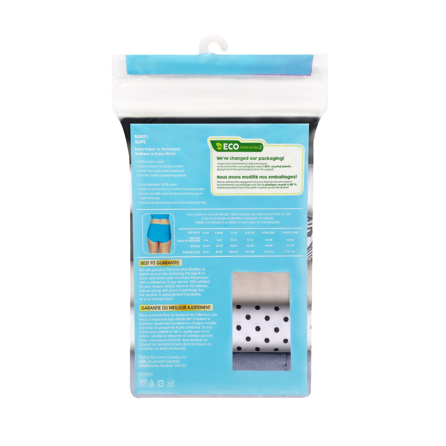 Fruit of the Loom Women's Cotton Briefs, 6-Pack, Sizes 5