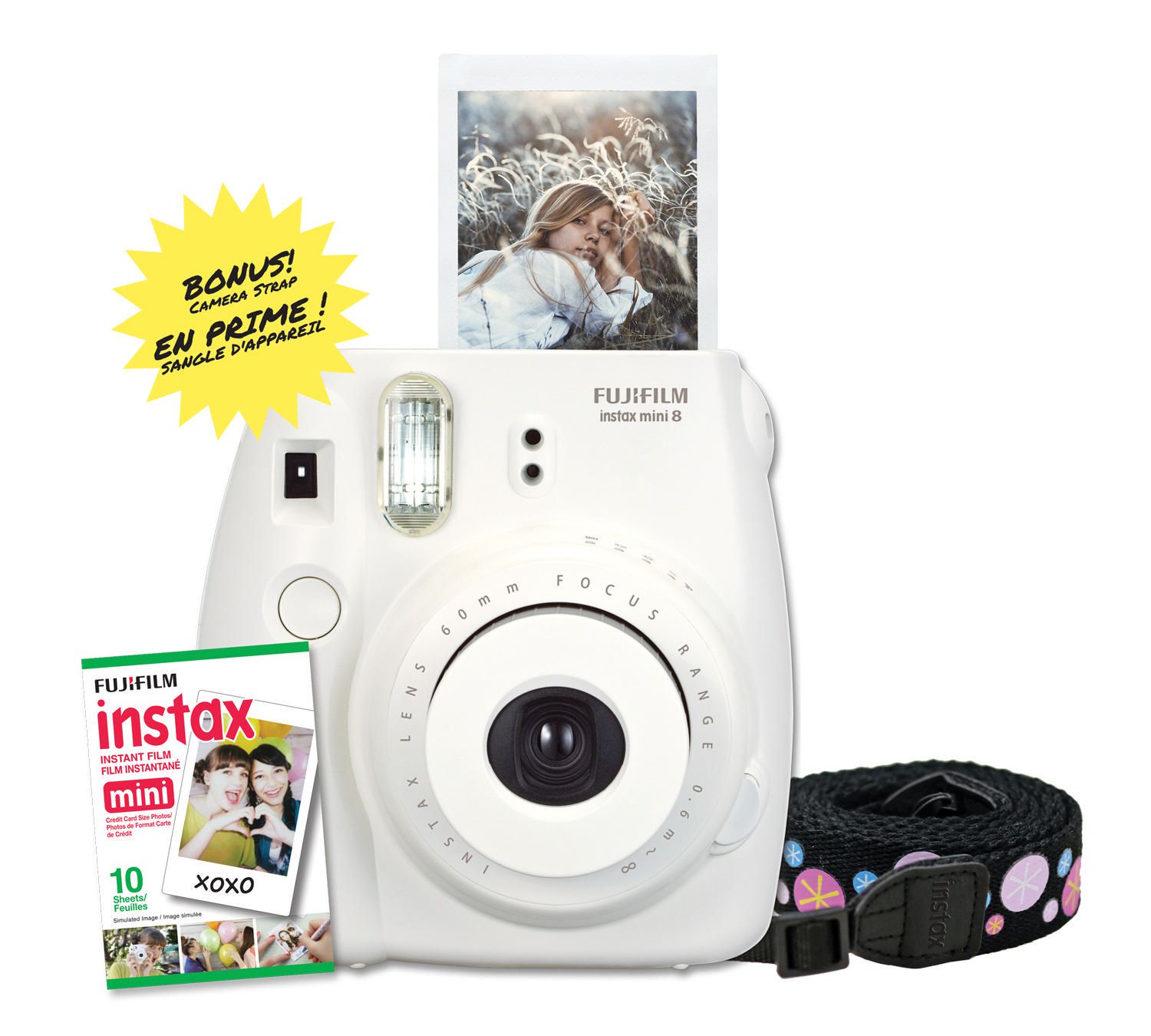 Fujifilm Instax Mini 8 Camera with 10 Exposures & Strap | Walmart