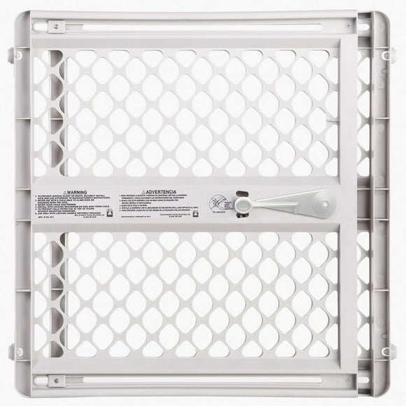 North States Pressure or Hardware-Mount Plastic Supergate Classic Baby or Pet Gate - Light Grey, 26"H x 26"-42"W