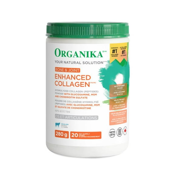 ORGANIKA Collagène Amélioré pour les Os et les Articulations 280G Pot - 20 Portions