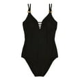 thumbnail image 4 of Krista Women's Textured Strappy V-Neck One Piece Swimsuit, 4 of 7