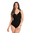thumbnail image 1 of Krista Women's Textured Strappy V-Neck One Piece Swimsuit, 1 of 7