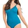 thumbnail image 2 of Krista Women's Textured Strappy V-Neck One Piece Swimsuit, 2 of 7