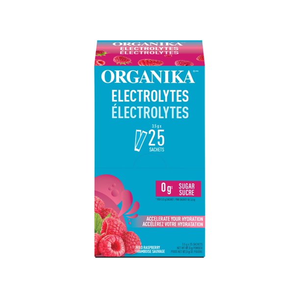 Running Electrites Powder Black Raspberry ORGANIKA Electrolytes Wild Raspberry On- the- Go Sachets , 25 x 3.5G ...