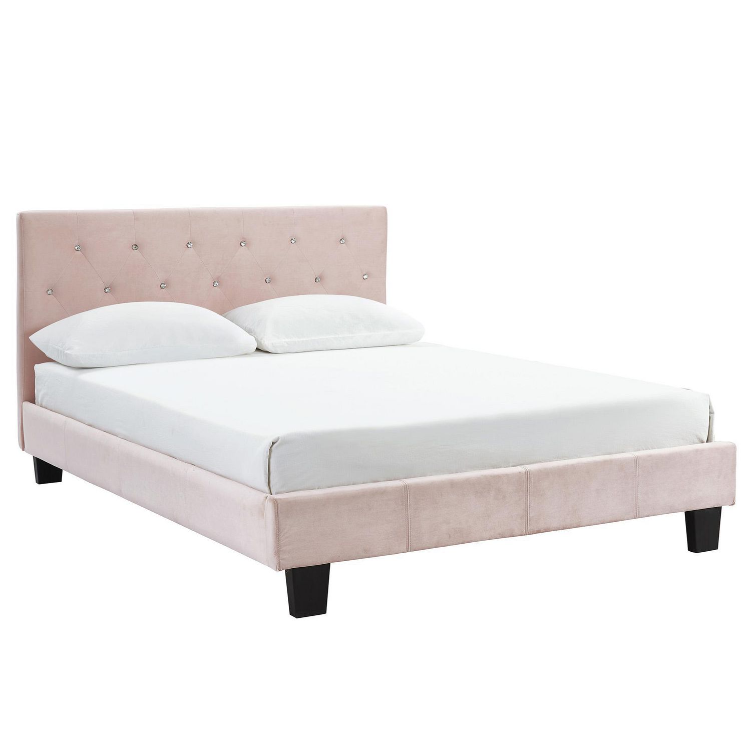 Velvet 60" Queen Platform Bed in Blush Pink | Walmart Canada