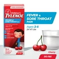 thumbnail image 1 of Tylenol Children's Fever & Sore Throat Pain Suspension Liquid, Relieves Fever & Sore Throat Pain, 100mL, Cherry Flavour, For ages 2-5yrs, 1 of 6
