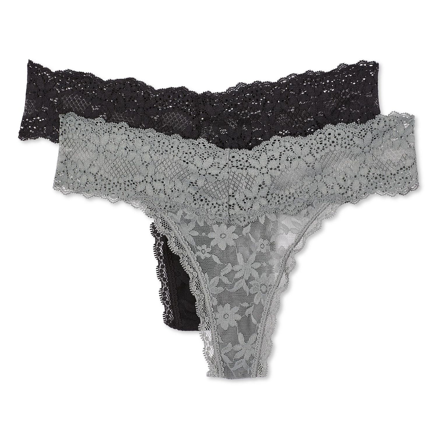 No Boundaries Women's Lace Thong 2-Pack, Sizes S-XXL