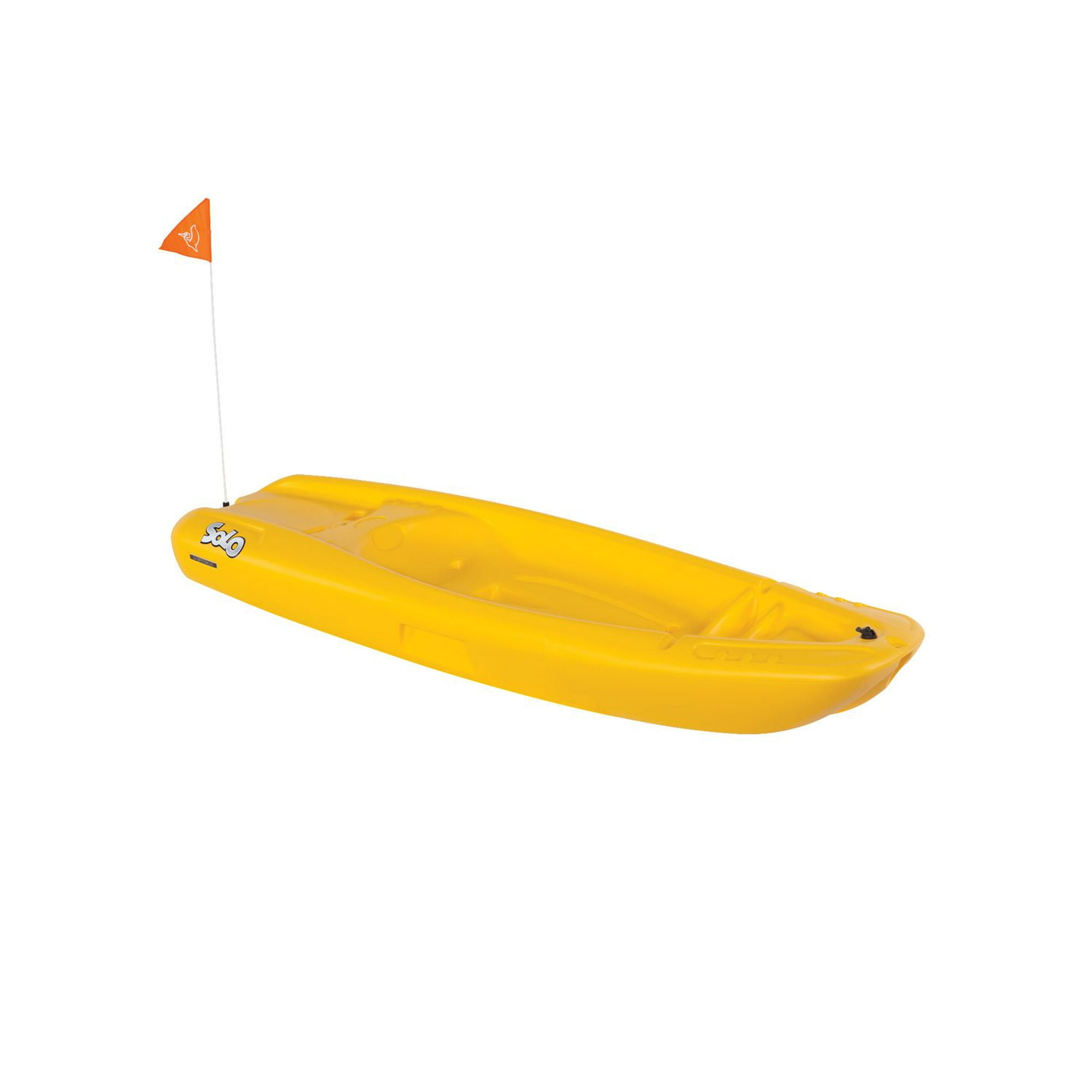 Recreational Sit-on-Top Kayak - Pelican SOLO Yellow - Paddle Included - 6  feet - Safe, Stable and Lightweight one-Person Kayak - KOS06P102 