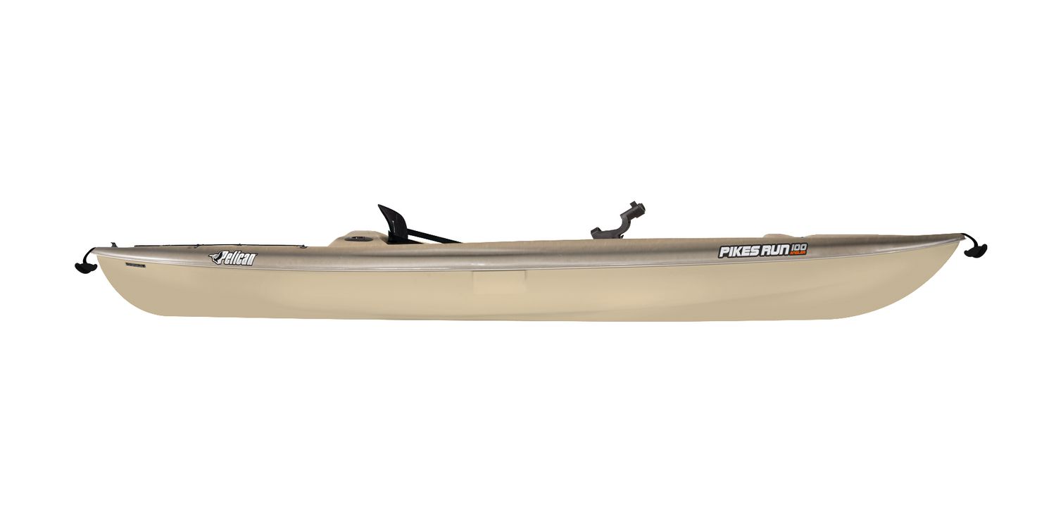 Fishing Sit-on-Top Kayak - Pelican PIKES RUN 100 ANGLER - Fade Black Sand -  10 feet - Stable, Safe, with Fishing Features one-Person Kayak - KOF10P201  