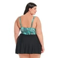 thumbnail image 2 of Krista Plus Women's Crossover V neck One Piece Swim Dress with Two-way Adjustable straps, 2 of 9