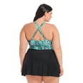 thumbnail image 3 of Krista Plus Women's Crossover V neck One Piece Swim Dress with Two-way Adjustable straps, 3 of 9
