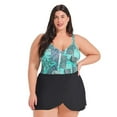 thumbnail image 1 of Krista Plus Women's Crossover V neck One Piece Swim Dress with Two-way Adjustable straps, 1 of 9