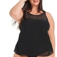 thumbnail image 4 of Haut de tankini évasé à col montant et empiècement en maille pour femme Krista Plus, 4 of 7