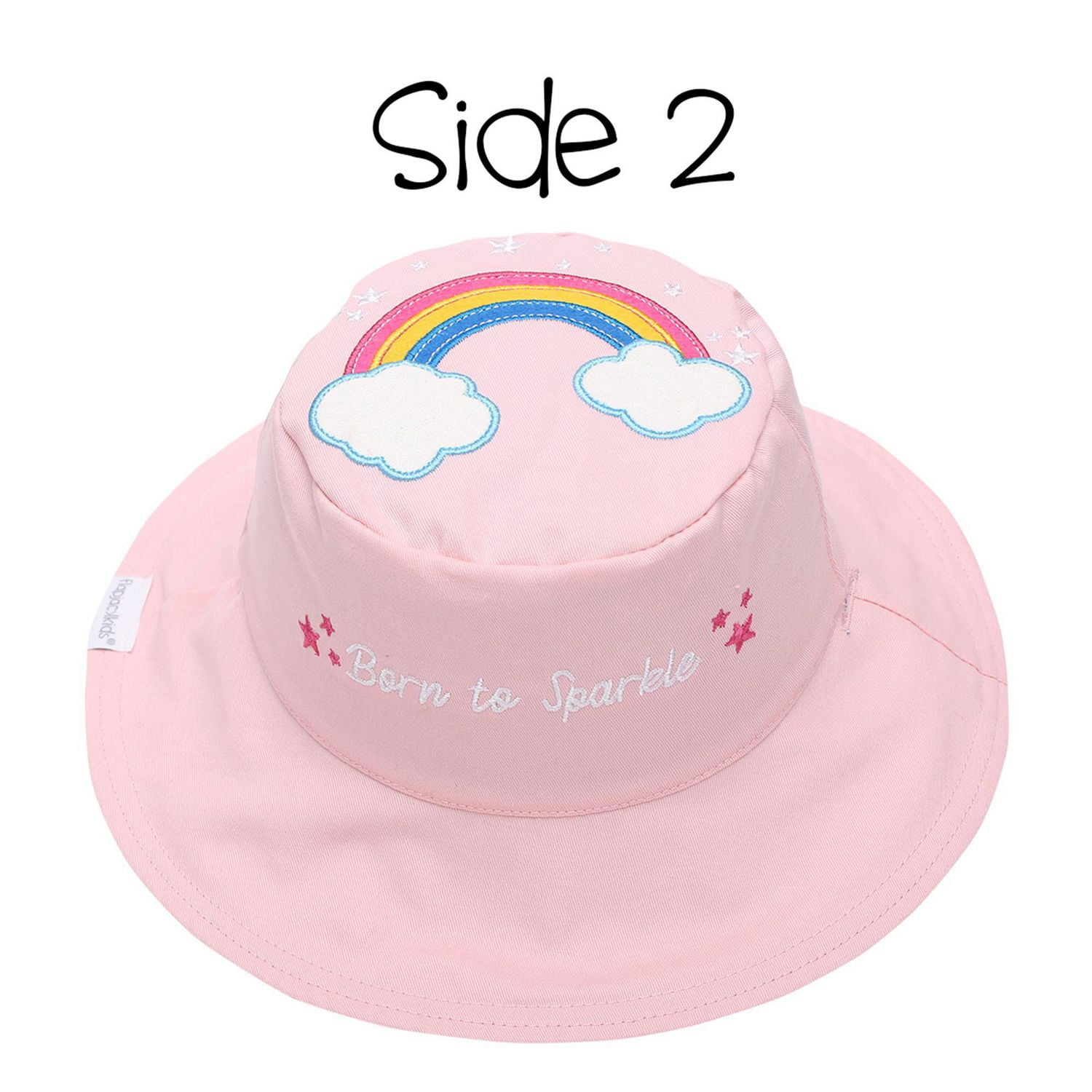 FlapJackKids - Chapeau de soleil réversible pour bébés, enfants et petites - Arc-en-ciel et licorne - UPF 50+