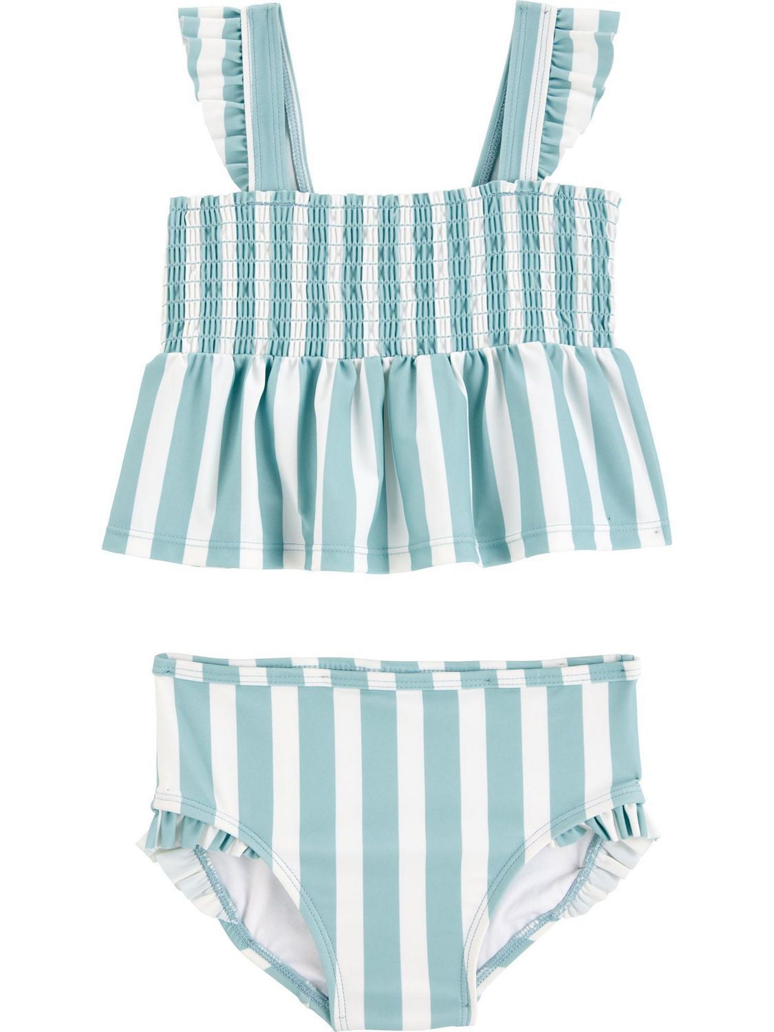 Carter's Child of Mine Baby and Toddler Girls' Blue Striped Swimsuit Set, 2-Piece