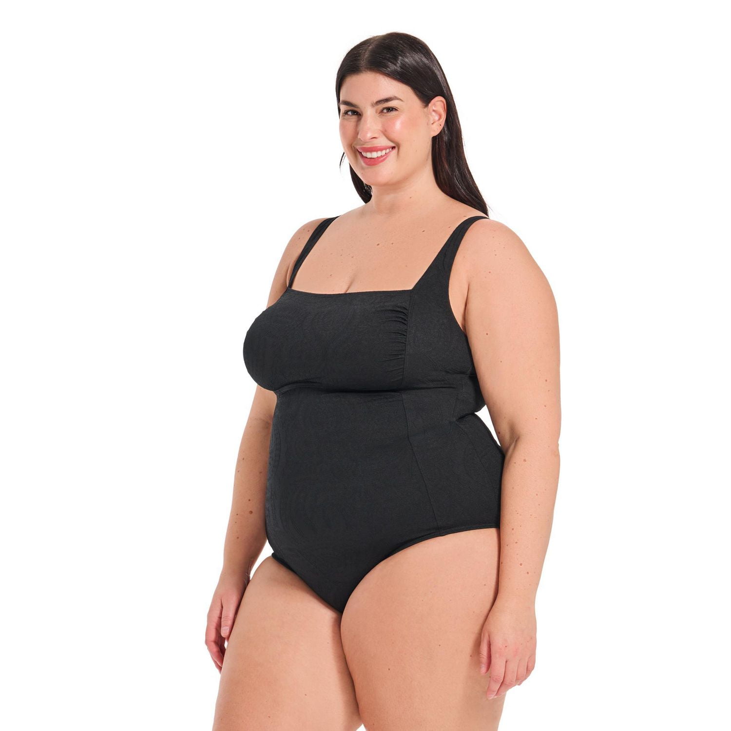 Krista Plus Women's Square Neck Jacquard One Piece Swimsuit