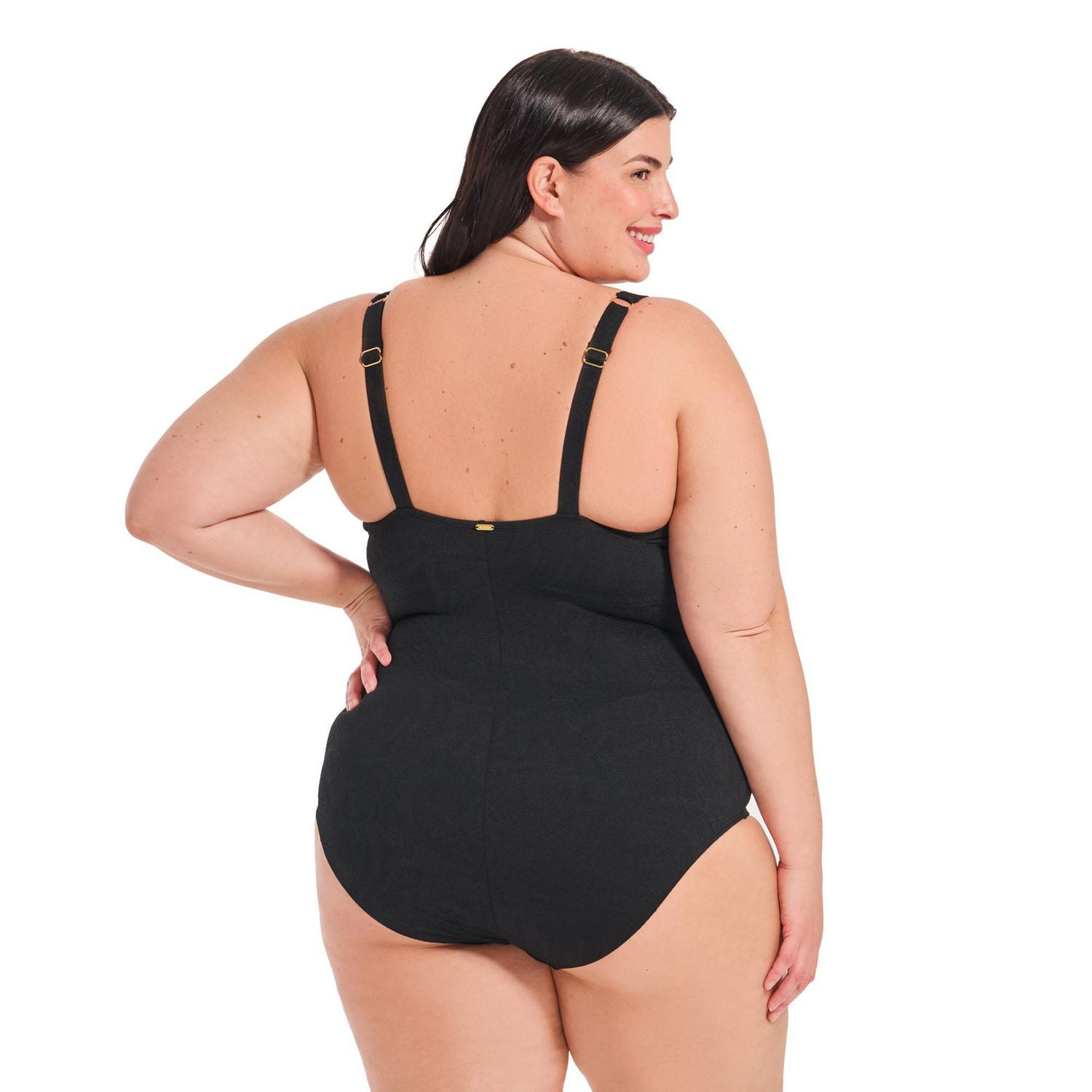 Krista Plus Women's Square Neck Jacquard One Piece Swimsuit