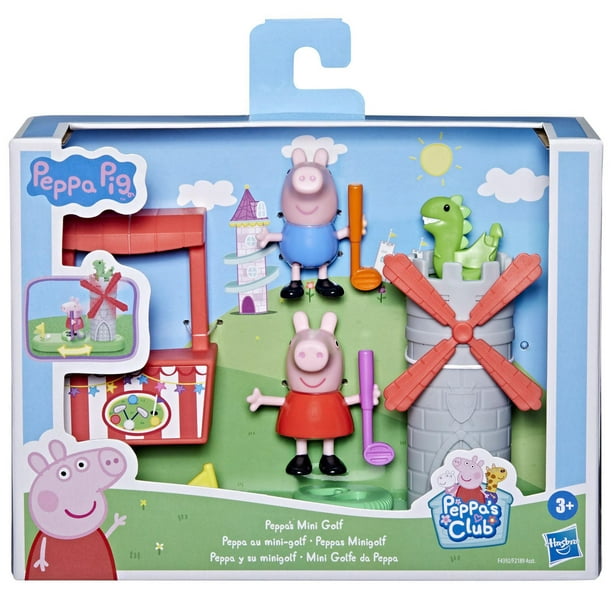 Peppa Pig Peppa's Club Peppa au mini-golf, jouet préscolaire avec 2  figurines et moulin à vent, dès 3 ans 