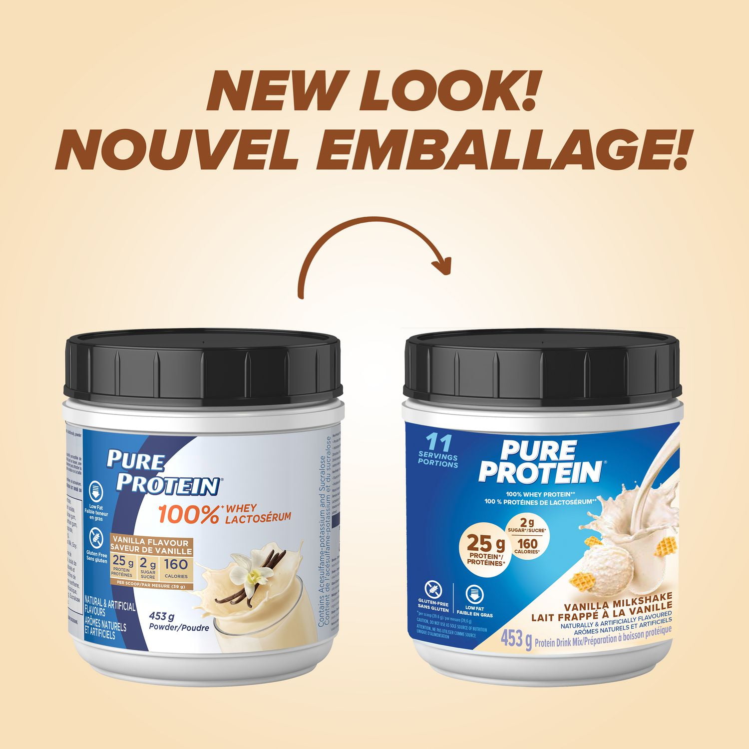 Vanilla Milkshake, 100% Whey Protein Powder, 25 g protein and 2 g sugar/scoop, 453 g/1 lbs, NEW LOOK! Pure Protein 100% Whey Protein powder delivers a powerful blend of protein - delicious, convenient and fast-acting.