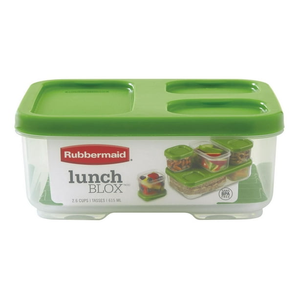 Rubbermaid LunchBlox Conteneur de stockage pour sandwich, vert Couvercle se verrouille sur le contenant pour un joint hermétique