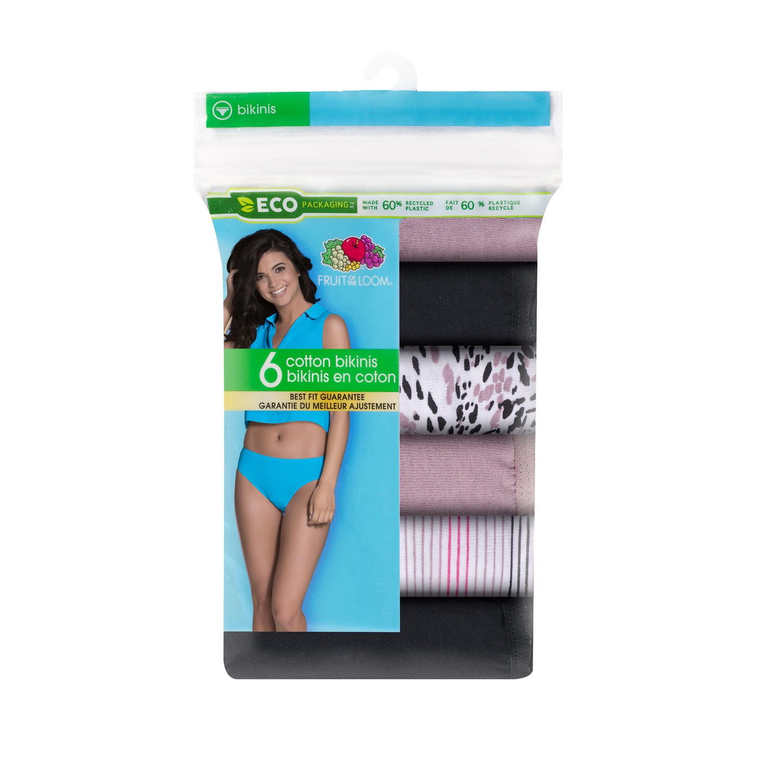 Fruit Of The Loom Women's 6-Pack Cotton Bikini Panties, Assorted 2, Small  (5) at  Women's Clothing store