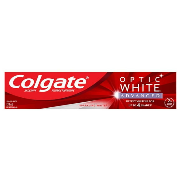 Colgate Optic White Advanced Teeth Whitening Toothpaste, Sparkling White – 133 mL, 133 mL