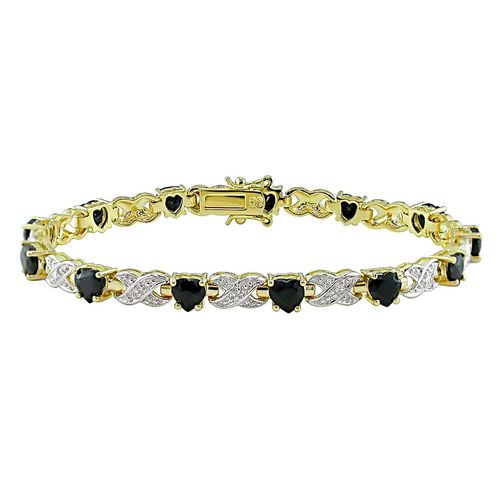 Miadora Bracelet en argent doré avec diamants et saphirs - 7 1/4 po