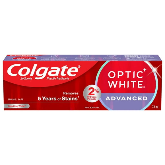 Colgate Optic White Advanced Teeth Whitening Toothpaste, Sparkling White – 73 mL, 73 mL