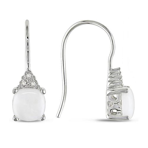 Miadora Boucles d'oreilles avec opale 1 1/5 ct et diamant 0,03 ct en or blanc 10 kt
