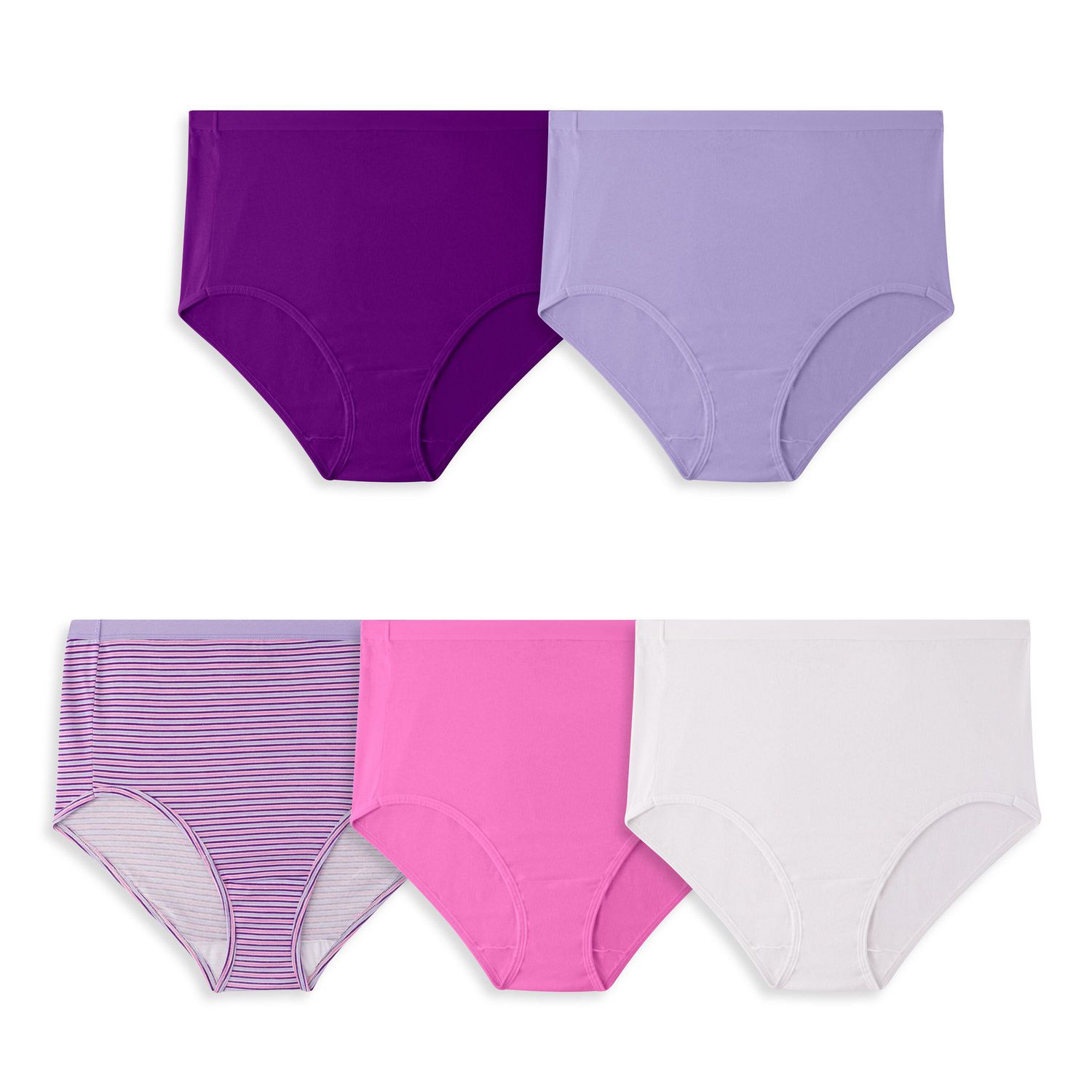 Fruit of the Loom Womens Plus Size Fit For Me 5 Pack Cotton Brief Panties 