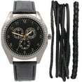 thumbnail image 1 of Men's Easy Read Analog Black PU Strap Watch with Bracelet set, 1 of 2