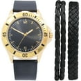 thumbnail image 1 of Men's Easy Read Analog Black PU Strap Watch with Bracelet set, 1 of 2