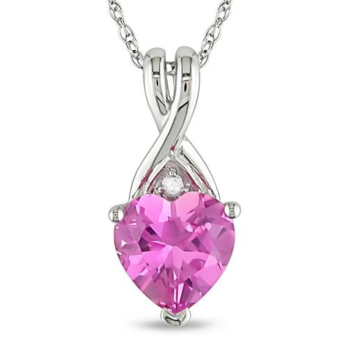 Pendentif diamanté Miadora à saphir rose en forme de coeur