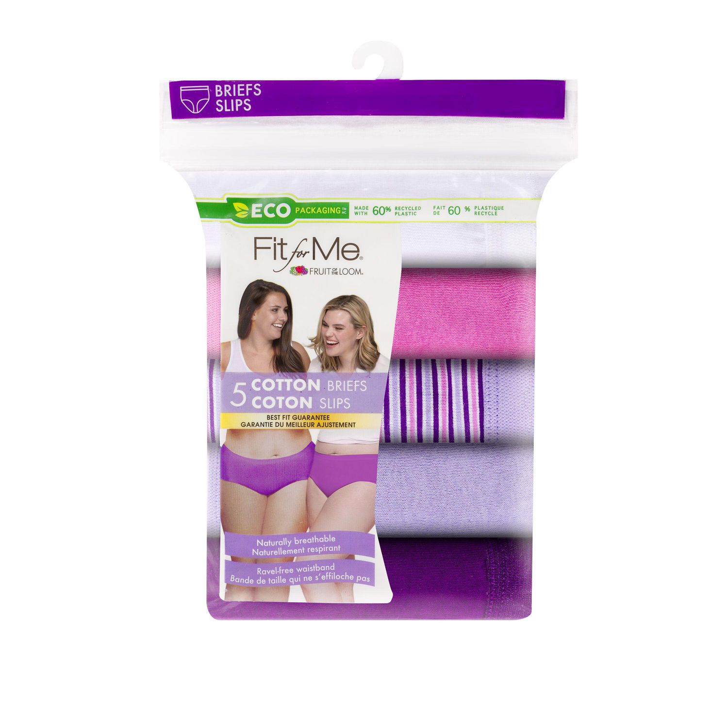 Fruit Of The Loom Fit for Me Women`s 3-Pack Cotton Assorted Plus Brief  Panties