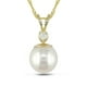 Miabella Pendentif avec perle d'eau douce de culture 7-7,5 mm et diamant 0,03 ct en or jaune 14 K, chaîne à maillons 14 K 17 pouces – image 1 sur 1