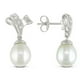 Miabella Boucles d'oreilles avec perle d'eau douce blanche 9,5-10 mm et diamant 0,04 en argent – image 1 sur 1