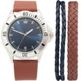 thumbnail image 1 of Men's Easy Read Analog Brown PU Strap Watch with Bracelet set, 1 of 2