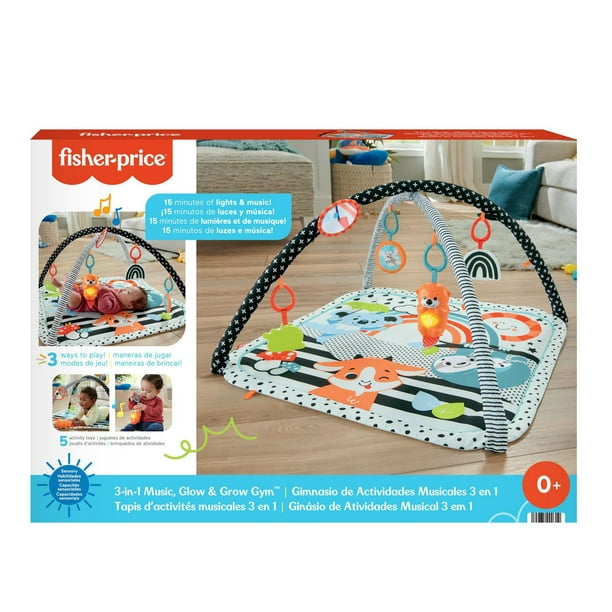 Fisher-Price 3-in-1 Music, Glow and Grow Gym Activity Play Mat, Ages 0+ 