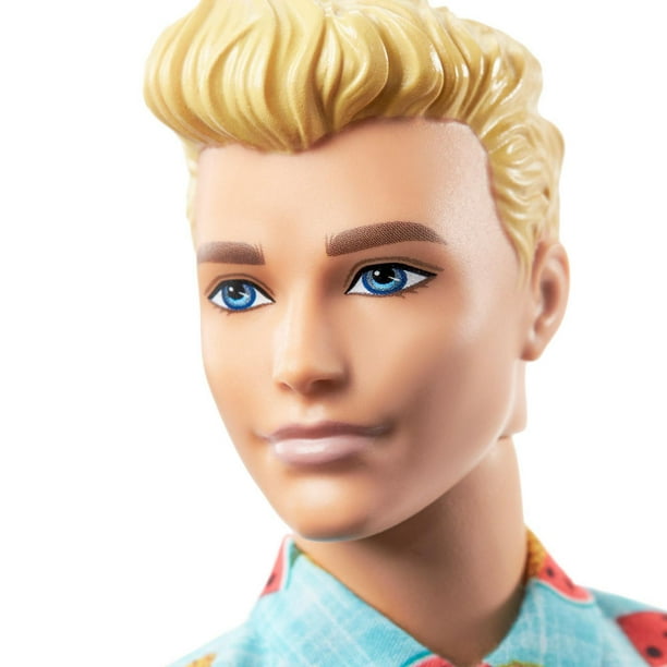 Ken Doll with Surfboard, Poseable Blonde Barbie Ken Beach Doll