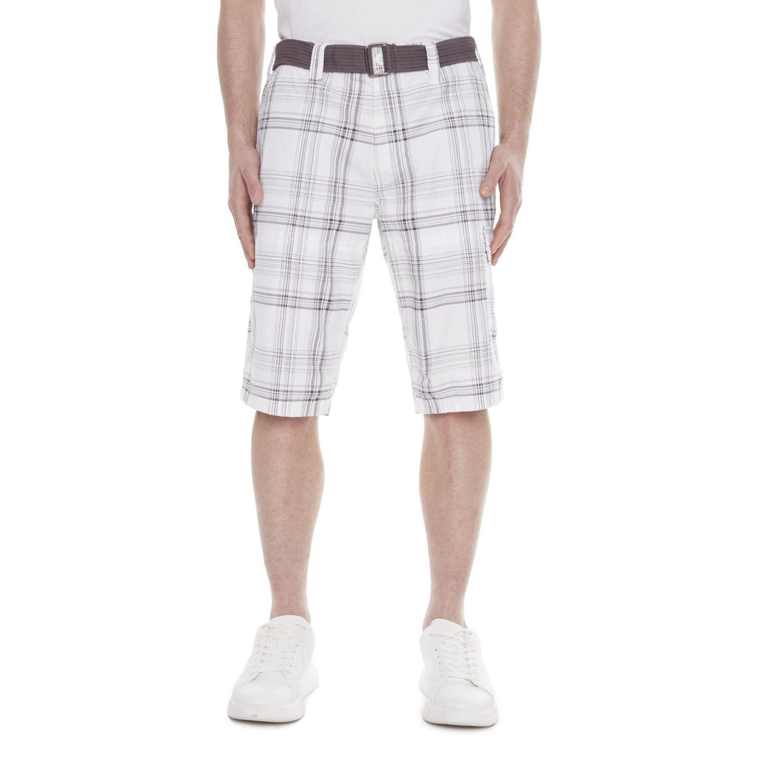 Dark Black Men's Belted Cargo Capri Short
