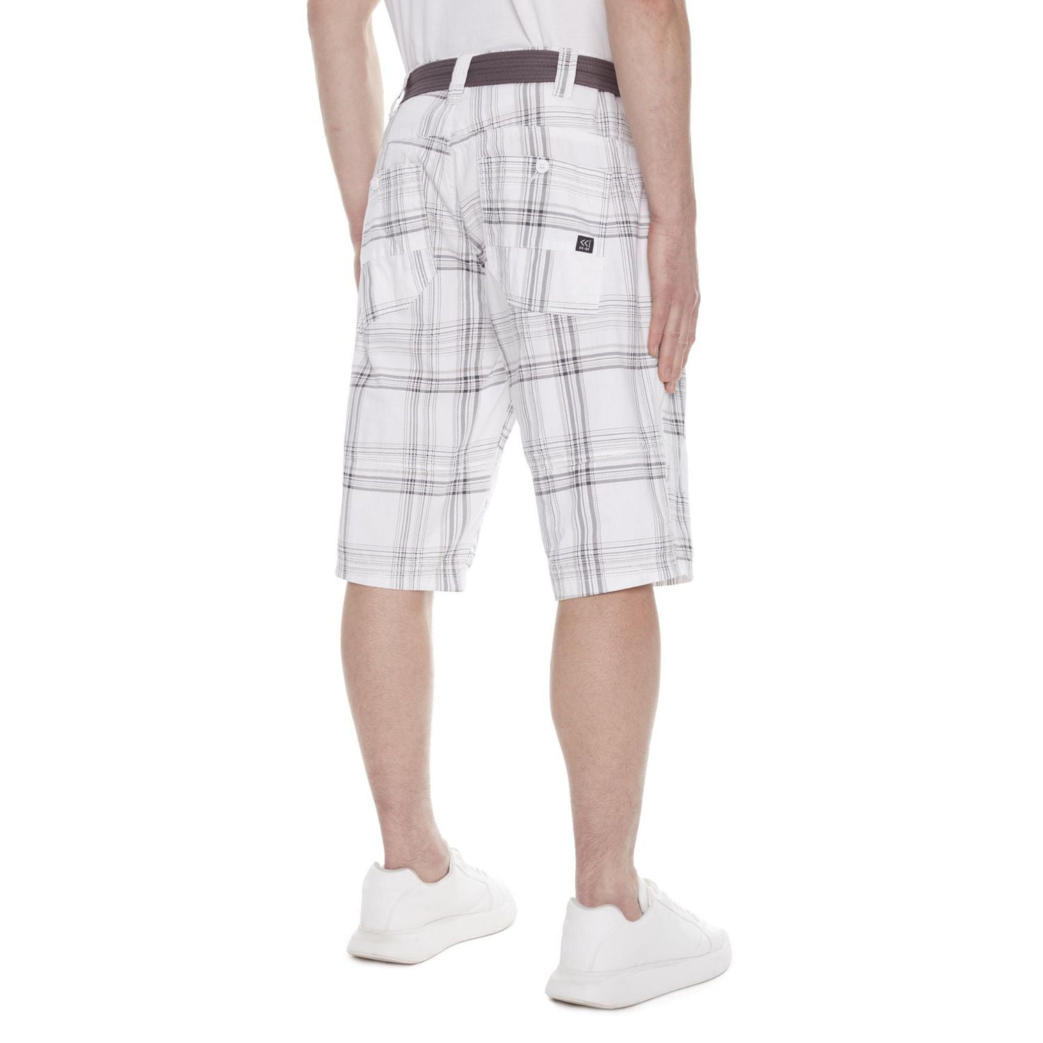Dark Black Men's Belted Cargo Capri Short