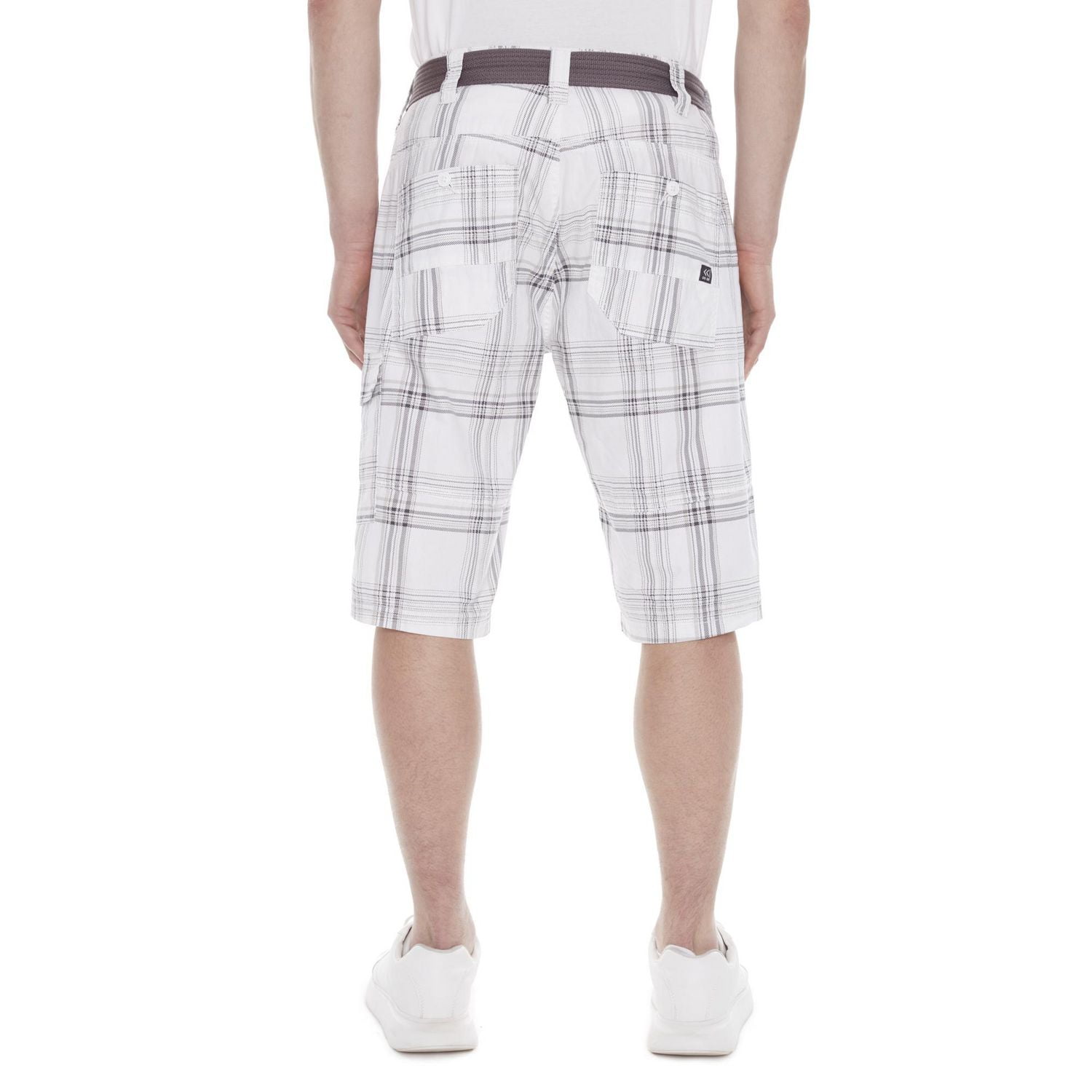 Dark Black Men's Belted Cargo Capri Short